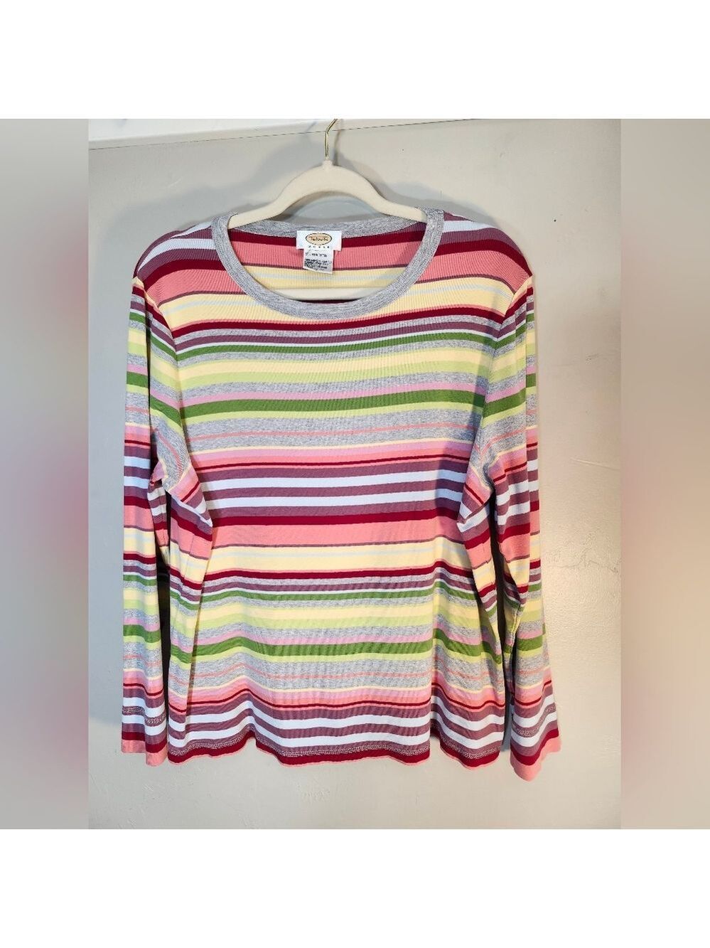 Talbots Colorful Striped Long Sleeve Top Sz XL